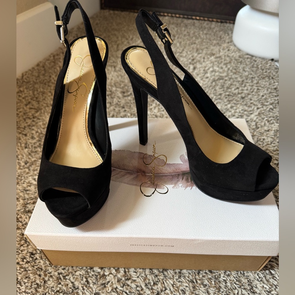Jessica Simpson Black Women's Peep Toe Heels